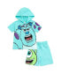 Boys Mickey Mouse Lion King Cars Monsters Inc. Hooded T-Shirt and French Terry Shorts Outfit Set to