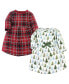 Toddler Girls Cotton Long-Sleeve Dresses 2pk, Evergreen Trees