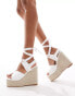 Public Desire Wide Fit Solstice heeled espadrille with woven straps in white