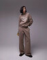 Topshop co-ord plain acid wash straight leg jogger in chocolate