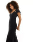 ASOS DESIGN flutter sleeve scoop neck bias panelled maxi dress in black