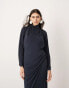 ASOS EDITION premium cowl back high neck maxi dress in dark blue