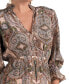 Women's Paisley-Print Chiffon 3/4-Sleeve Midi Dress