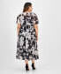 Plus Size Printed Puff-Sleeve Wrap Maxi Dress