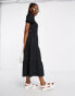 The Frolic milkmaid maxi smock dress in textured black