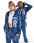 COLLUSION Unisex washed skater hoodie in blue co-ord