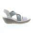 Fly London Yaji YAJI888FLY-025 Womens Gray Leather Wedges Sandals Shoes 41