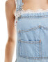 ASOS DESIGN soft wide leg dungaree in mid blue