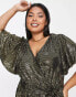 Forever New Curve ruffle wrap sequin mini dress in gold