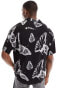 Jack & Jones oversized revere collar shirt with black butterfly print