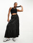 Miss Selfridge Petite satin tiered maxi skirt in black