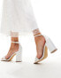 London Rebel Polly wide fit embellished block heel in ivory