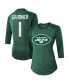 Women's Threads Ahmad Sauce Gardner Green New York Jets Player Name and Number Tri-Blend Raglan 3/4-Sleeve T-shirt