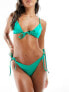 ASOS DESIGN tie front triangle bikini top in emerald green