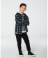 Toddler Boys Polar Fleece Shirt With Hood Black Plaid - Toddler|Child