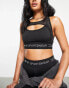 HIIT reflective logo sports bra in black