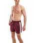 ASOS DESIGN short length swim shorts with contrast side panels in burgundy