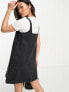 ASOS DESIGN Petite denim pinny dress in black