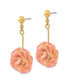 Lacquer Dipped Cream Fuchsia Rose Gold-tone Dangle Earrings