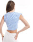 ASOS DESIGN ruched mesh tank in blue gingham