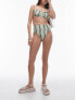 Topshop high waist high leg bikini bottoms in green tie dye print