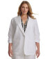 Plus Size Ruched 3/4-Sleeve Blazer