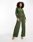 Glamorous relaxed wide leg trousers in green glitter co-ord