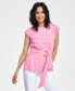 Women's Crewneck Belted Top, Created for Macy's