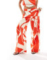 Forever New Petite wide leg trouser co-ord in red and white print