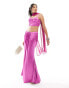 Kanya corset top co-ord with attachable mesh drape in fuchsia