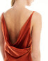 ASOS DESIGN Tall satin square neck maxi dress with cowl back detail in Rust