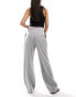 Pimkie tailored adjustable waist straight leg trouser in light grey