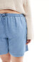 ONLY Curve pull on denim short in light blue