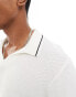 Hollister knitted polo with tipping in cream