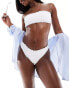 South Beach frilly crinkle high leg bikini bottom in white