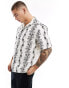 River Island short sleeve vine print shirt in ecru and black