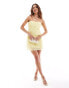 Mango bandeau mini dress in yellow