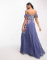 Maya off shoulder maxi dress with embroidery in blue