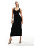 ASOS DESIGN 90s neckline minimal midi dress in black