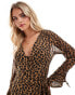 Never Fully Dressed Petite Lucia sheer wrap midaxi dress in leopard