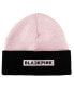 Men's Embroidered Logo Pink and Black Cuffed Knitted Beanie hat