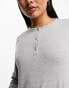 ASOS DESIGN mix & match cotton long sleeve henley pyjama top in grey marl