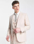 ASOS DESIGN skinny wool mix suit jacket in basketweave texture in stone