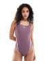 adidas Performance 3-stripes swimsuit in purple