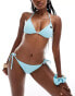 Calvin Klein Triangle Bikini Top - CK Monogram Texture in Sail Aqua