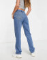 ASOS DESIGN mid rise straight jeans in mid blue