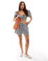 ASOS DESIGN top with tie front in mono gingham co-ord