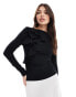 & Other Stories jersey long sleeve top with ruffle applique detail in black