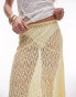 Topshop jersey hanky hem 90s length lace skirt in yellow