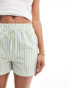 Stradivarius cotton pull on short in green stripe